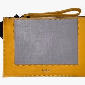 Botkier Marigold and Gray Clutch Park Slope Leather NWT